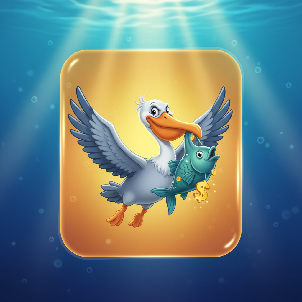 Fishin' Frenzy Pelican Bird premium symbol, the highest paying standard symbol paying from 2 of a kind